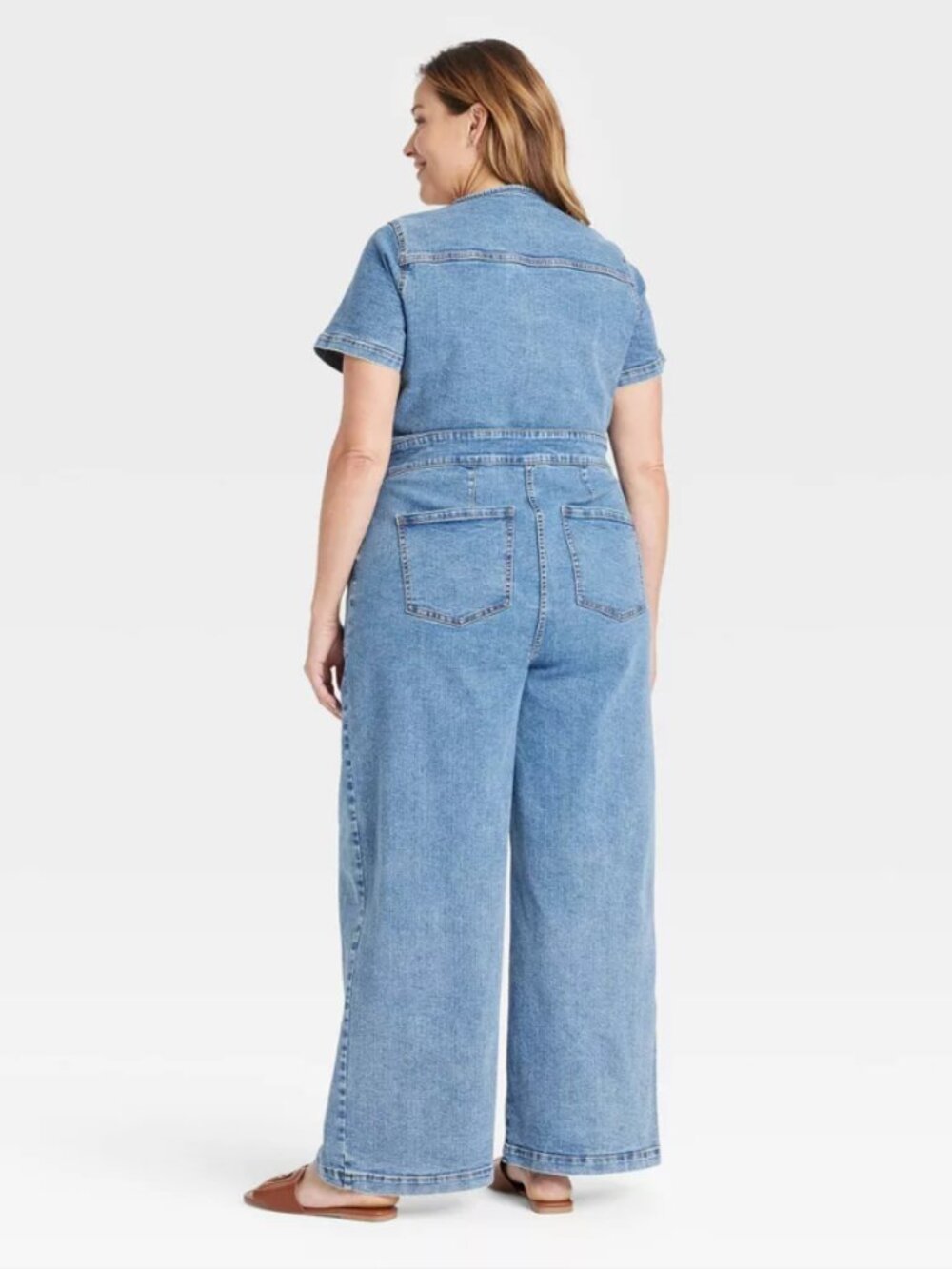 Ava & Viv Size 26 Denim Wide Leg Jumpsuit Stretch Utility NWOT - Picture 2 of 7